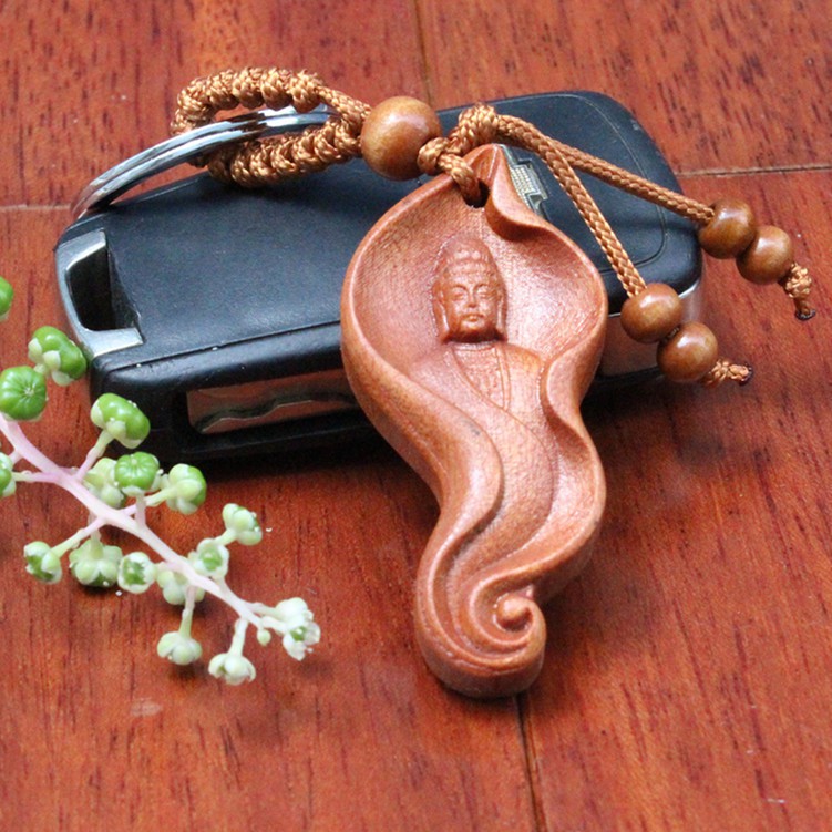 Móc khóa ô tô gỗ khắc phong thủy treo xe ô tô xe hơi cực đẹp