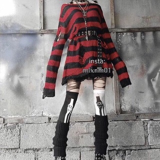 Áo len rách gothic punk rock egirl