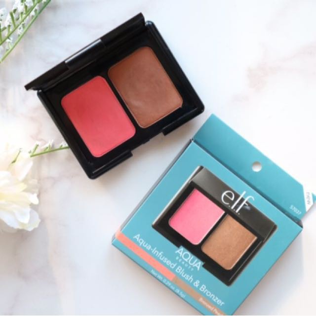 Bảng má hồng blush & tạo khối bronzer Aqua Infused ELF màu Bronzed Pink Beige