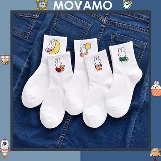 Combo 5 đôi Tất cổ cao Movamo phong cách Hàn Quốc hình thỏ đáng yêu TN72