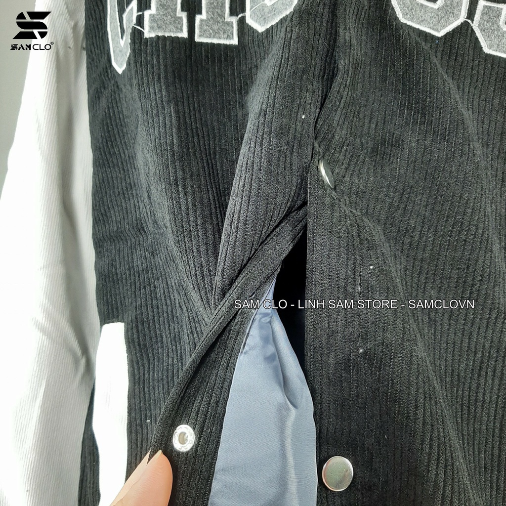 Áo khoác NHUNG BOMBER BÓNG CHÀY CÀI NÚT freesize SAM CLO form rộng nam nữ unisex mặc cặp - couple chữ CHOOSE