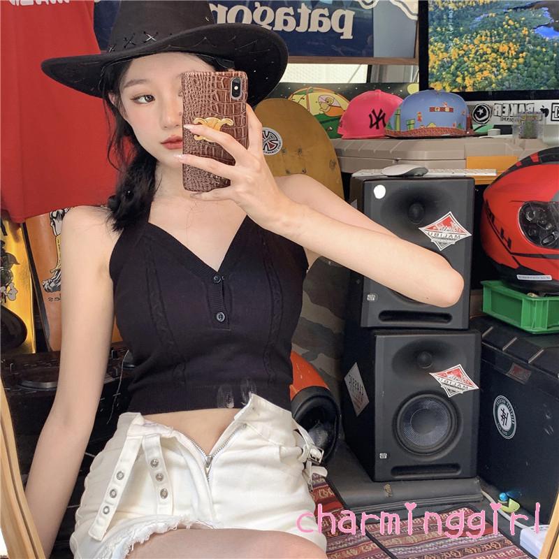 Áo croptop không tay màu trơn thời trang quyến rũ cho nữ