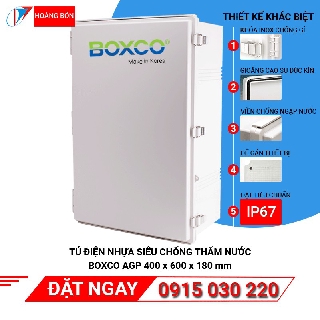 Tủ điện nhựa siêu chống nước Boxco BC-AGP-406018, 400x600x185 mm