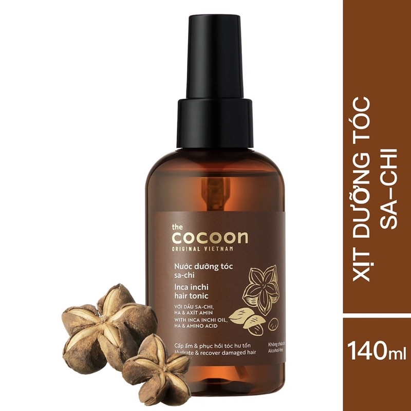 Nước dưỡng tóc Sa-chi Cocoon 140ml cấp ẩm phục hồi tóc hư tổn