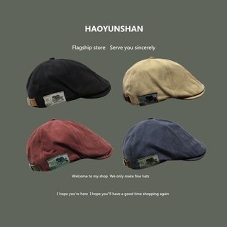 ✨Yinggu✨ Mũ Beret Có Nhãn Dán Vải Phong Cách Đường Phố Nhật Bản Dễ Phối Đồ Cho Nữ