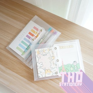 Túi Nhựa Trong Suốt Gài Dây Đa Năng Đựng Sticker Washi Phụ Kiện Bullet Journal + Tặng Kèm Postcard