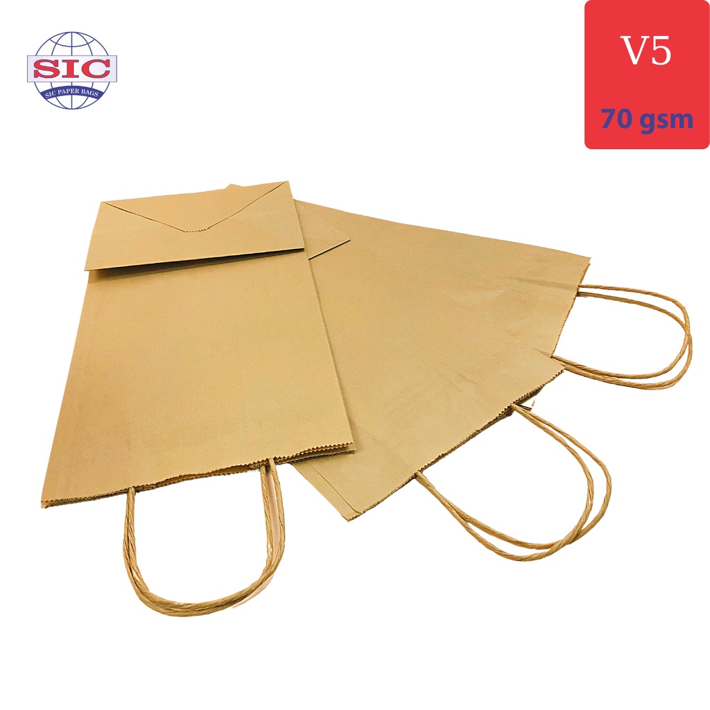 [SET 100 CHIẾC] TÚI GIẤY KRAFT V5-21,5x15x41,5cm CÓ QUAI (ẢNH THẬT)