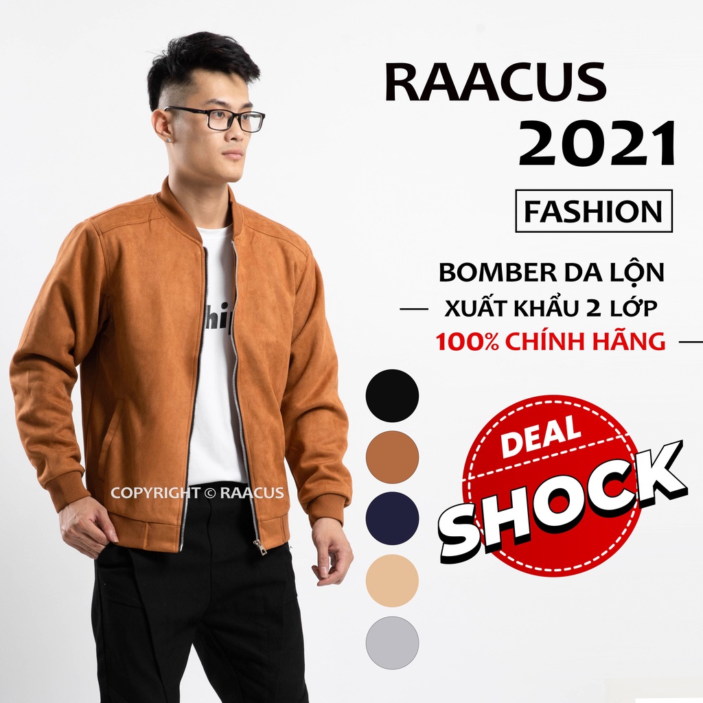 Áo khoác bomber nam da lộn Raacusstore, áo bomber nam form rộng phong cách ulzzang -D1AK374 - Hàng mới về