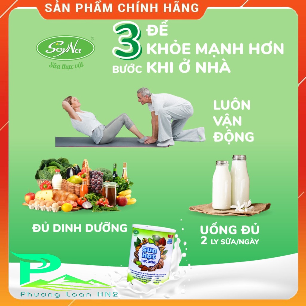 Sữa hạt thực dưỡng SoyNa - Sữa thực vật cung cấp dinh dưỡng lành mạnh hộp 400g Quà tặng: 01 Cốc chống tràn có nắp gương