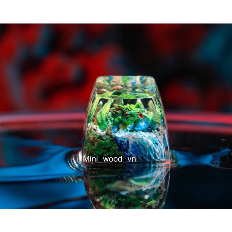 Nút bàn phím cơ Rồng Xanh vàng.Keycap resin Dragon Green Yellow.Keycap Artisan