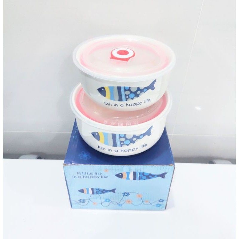 (Bán sỉ) - BỘ 2 THỐ/3 THỐ SỨ CÓ NẮP HÚT CHÂN KHÔNG HOA VĂN | BigBuy360 - bigbuy360.vn