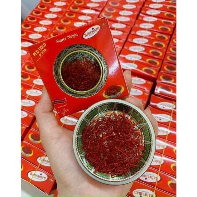 Nhuỵ hoa nghệ tây Saffron Brahaman super negin Iran hộp thiếc1gr cao cấp