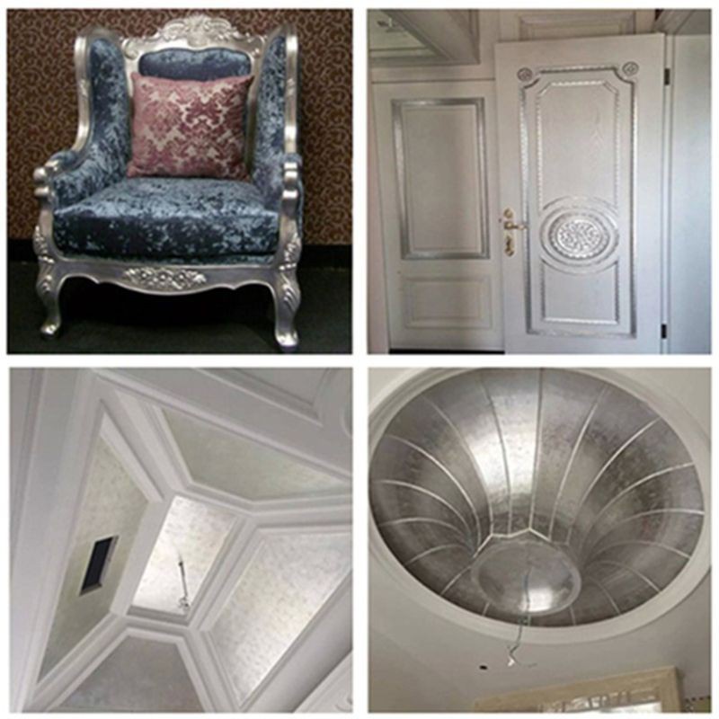 Set 100 Tấm Giấy Lá Vàng / Bạc Nhân Tạo Dùng Để Trang Trí Tường Diy