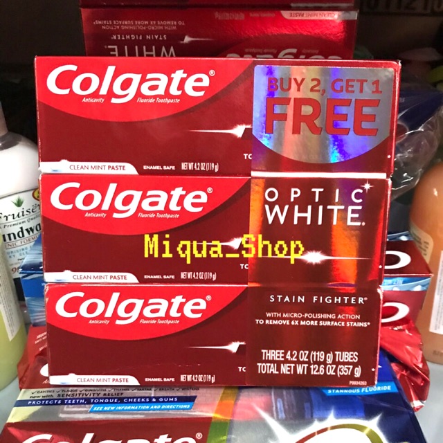 Kem đánh răng Colgate Optic White Advanced Teeth Whitening - 119g Của Mỹ