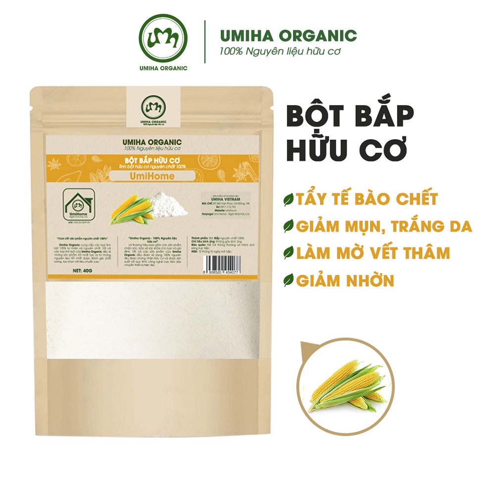 Bột đắp mặt nạ Bắp non nguyên chất UMIHOME 40G dùng dưỡng trắng da tẩy da chết, mờ thâm mụn