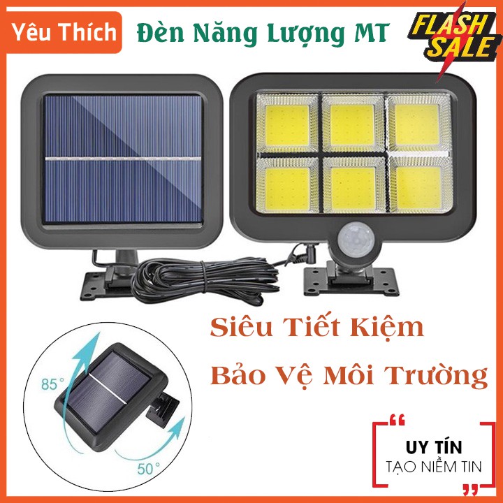 Đèn Năng Lượng Mặt Trời Đèn Ngoài Trời 120 Mắt Led COB - Có Điều Khiển - Pin Tách Rời - Cảm Biến Chuyển Động