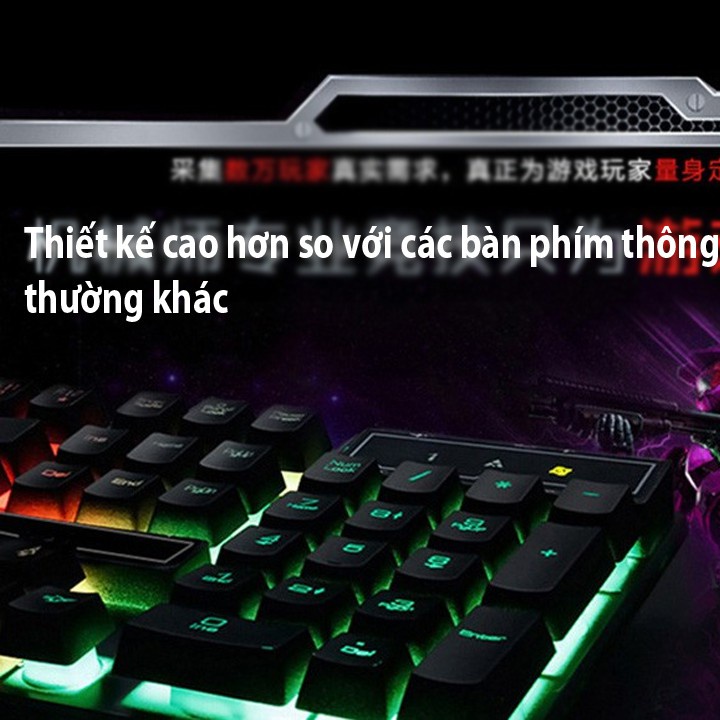 [Giảm giá thần tốc] [TẶNG LÓT CHUỘT ] Bộ bàn phím giả cơ và chuột game Eweadn KMX-50 Led 7 màu