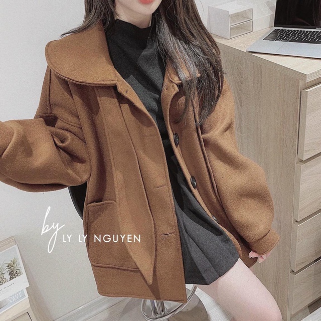 freeship áo khoác dạ kèm nơ hót | BigBuy360 - bigbuy360.vn
