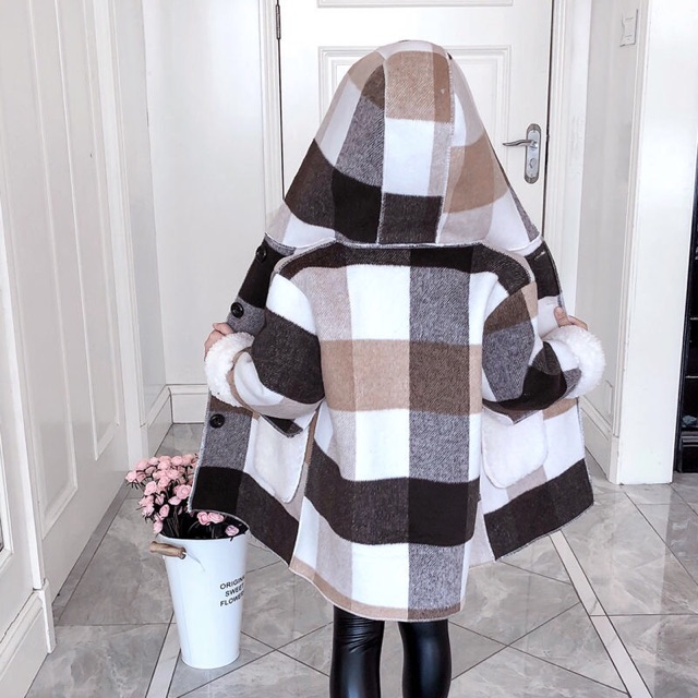 Áo Khoác Ô Kaky Lót Lông Cừu Bé Gái 14-43kg Thời Trang Nk Quảng Châu