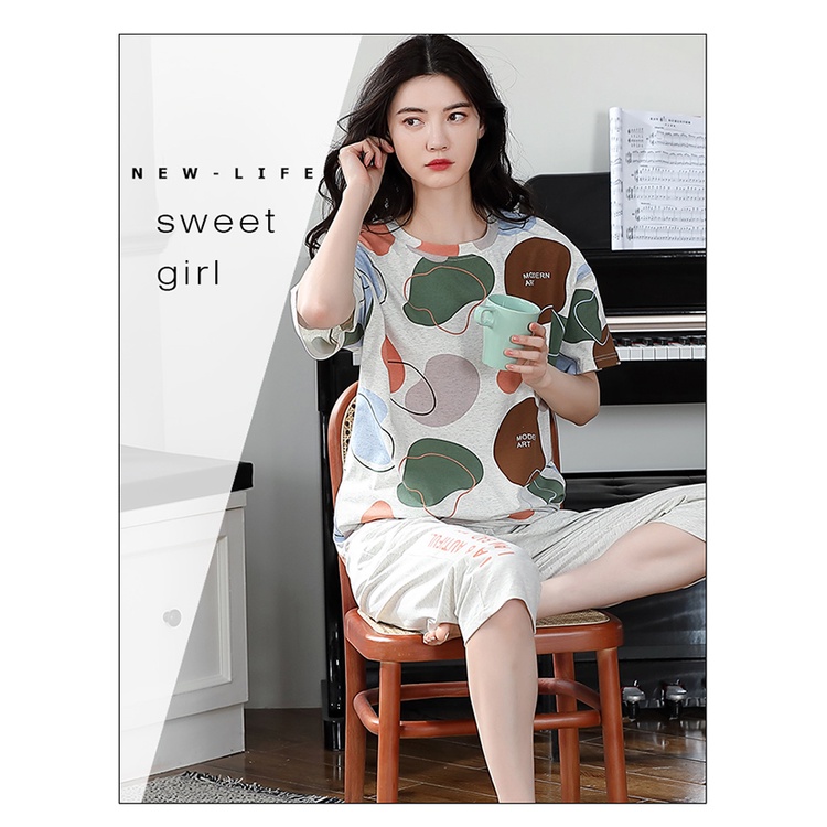 Đồ mặc nhà nữ họa tiết lạ chất thun cotton 100% cực dễ thương BA5068 | BigBuy360 - bigbuy360.vn