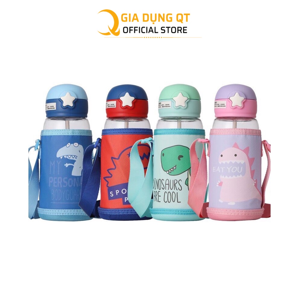 [NHỰA AN TOÀN] Bình nước cho bé đi học, Bình uống nước cho bé có ống hút 700ml chịu nhiệt tốt tặng kèm túi và dây đeo