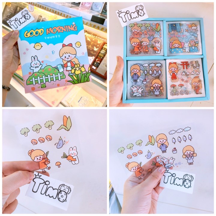 Sticker cute set 6 tấm nhãn dán anime trang trí sổ tay decor bullet journal ST1