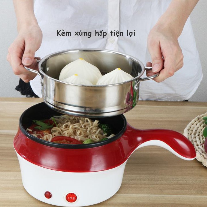 [Mã SKAMLSC164 giảm 10% tối đa 50K đơn 100K] Nồi lẩu điện mini có tay cầm kèm xửng hấp loại cao cấp br00452