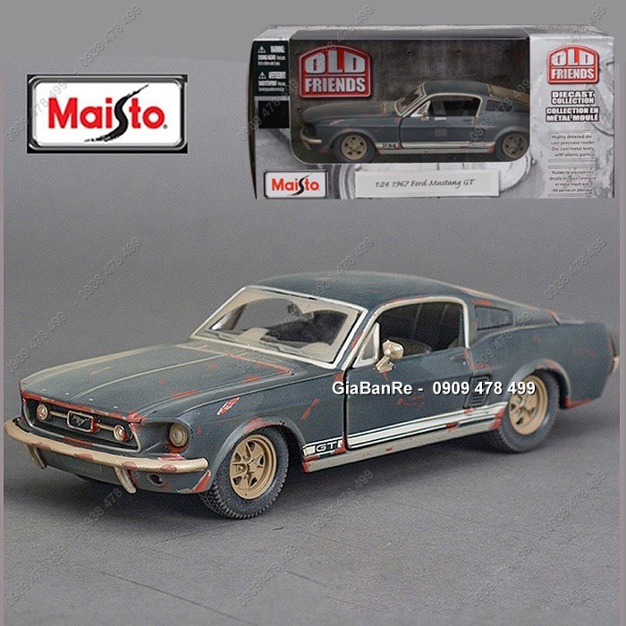 Xe Mô Hình Kim Loại Ford 1967 Mustang GT Tỉ Lệ 1:24 – Sơn Hiệu Ứng Cũ Rỉ Sét – Maisto - 8218