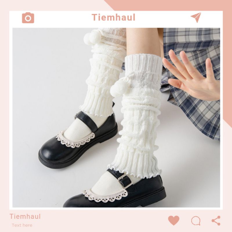 Tất ống chân dài dệp kim dữ ấm,tất ống len nữ thời trang nhật phong cách lolita