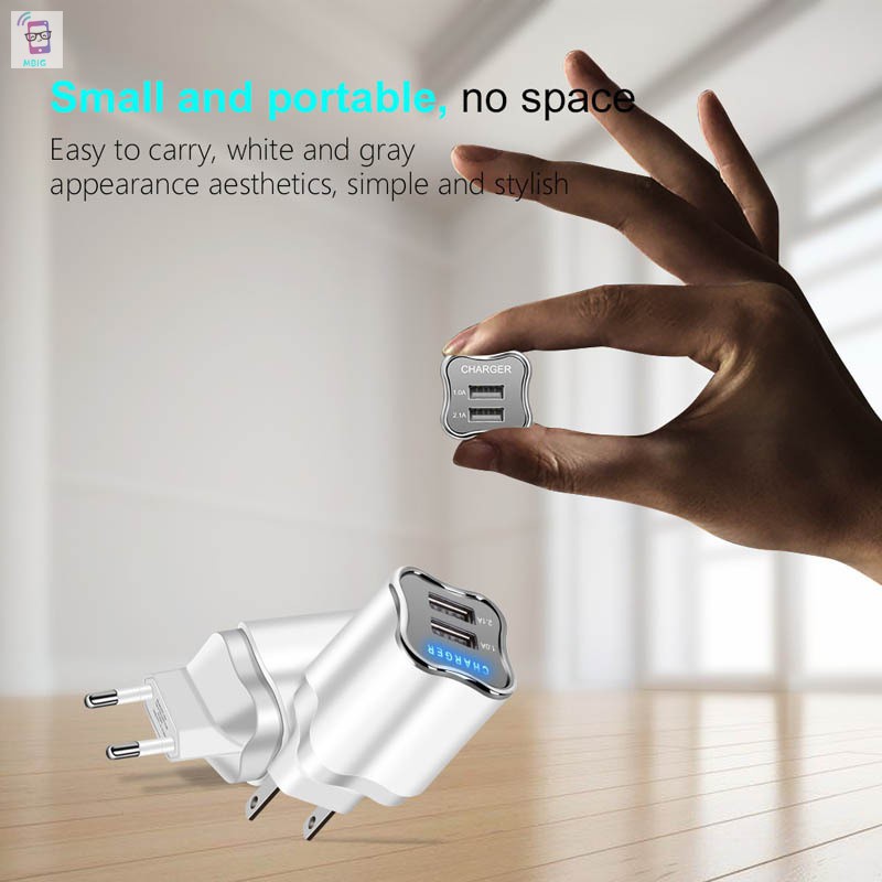 Củ Sạc Hai Cổng Usb 5v 2a Có Đèn Led Cho Iphone Android Phones @ My