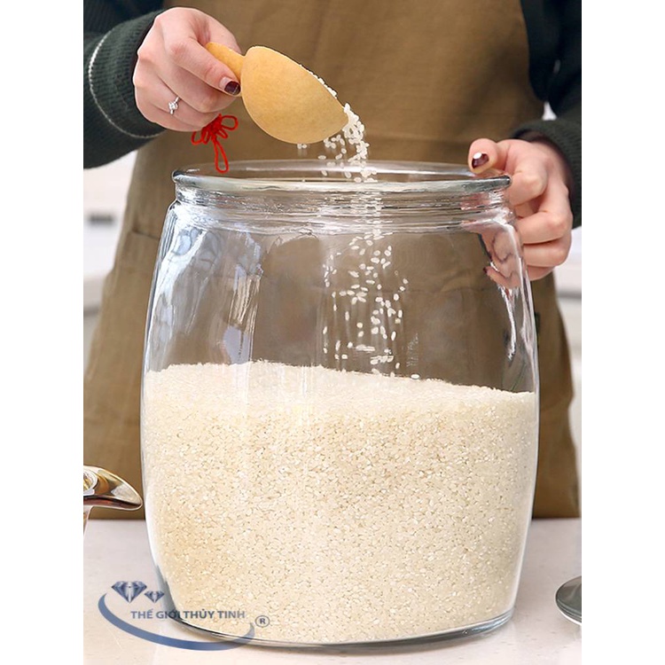 BÌNH THỦY TINH HD12-1 NGÂM HOA QUẢ, NGÂM SÂM, MUỐI DƯA, MUỐI CÀ, ĐỰNG GẠO HOẶC CÁC LOẠI HẠT- Dung tích 10 lít
