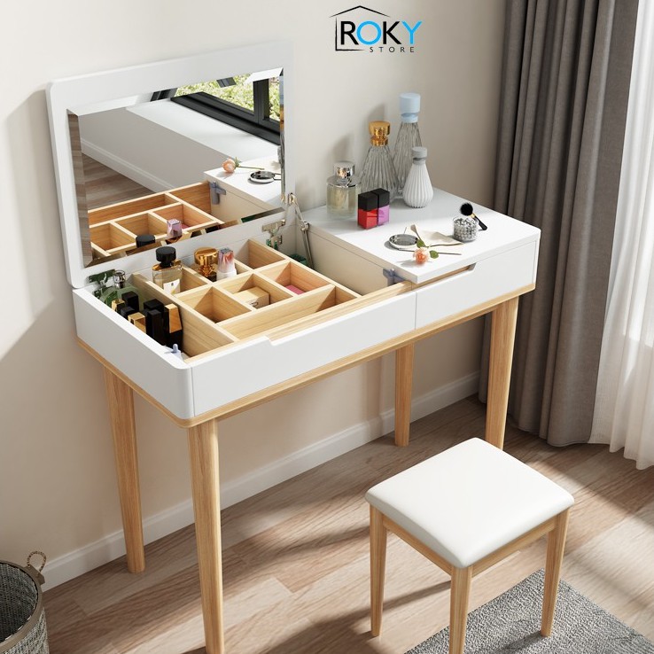 BÀN GHẾ TRANG ĐIỂM LẮP RÁP GẤP GỌN - MAKEUP TABLE