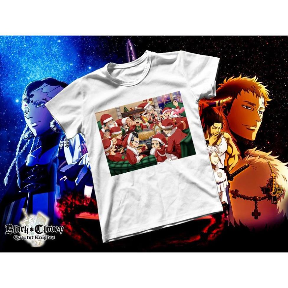 Áo thun Cotton Unisex - Anime - Black Clover - Back clover bữa tiệc mùa đông rẻ vô địch