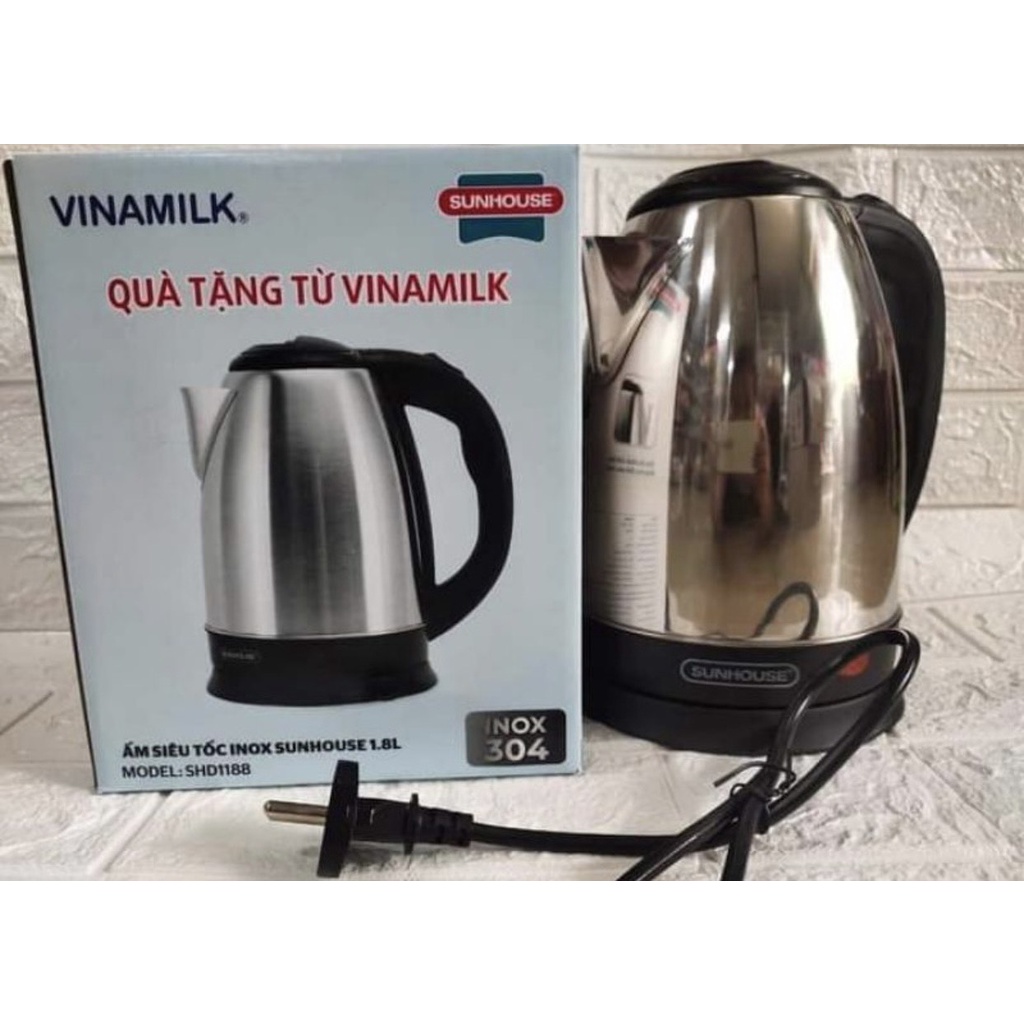 ẤM ĐUN SIÊU TỐC SUNHOUSE 1.8L SHD:1188 QUÀ TẶNG SỮA VINAMILK