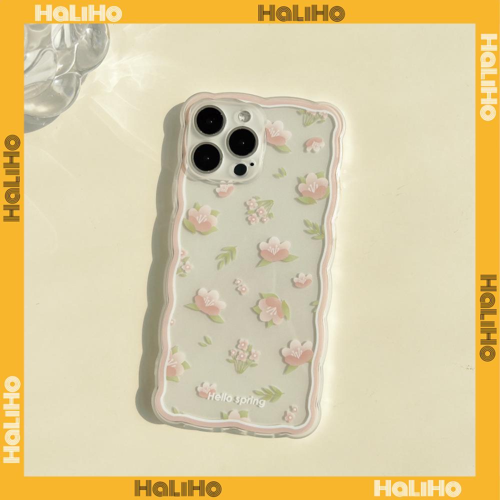 iPhone Case Silicone Soft Case Clear Case Wave Airbag Shockproof Camera Cover Protection Pink Flower Compatible For iPhone 11 iPhone 13 Pro Max iPhone 12 Pro Max iPhone 7 Plus xr