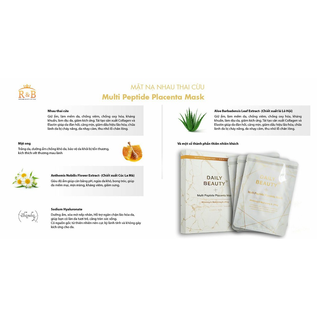 [HÀNG CHÍNH HÃNG] Mặt nạ nhau thai cừu Hàn Quốc- Mặt nạ Daily Beauty mờ nám, tàn nhang | BigBuy360 - bigbuy360.vn