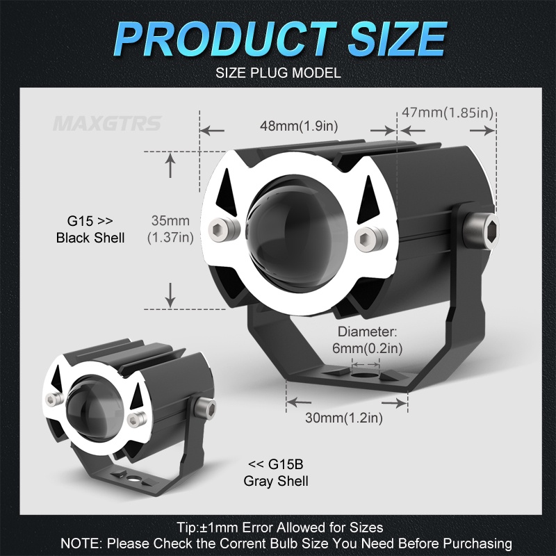 Set 1/2 đèn pha led mini 15w MAXGTRS siêu sáng chống sương mù chuyên dụng cho xe máy/ xe hơi/ tay ga