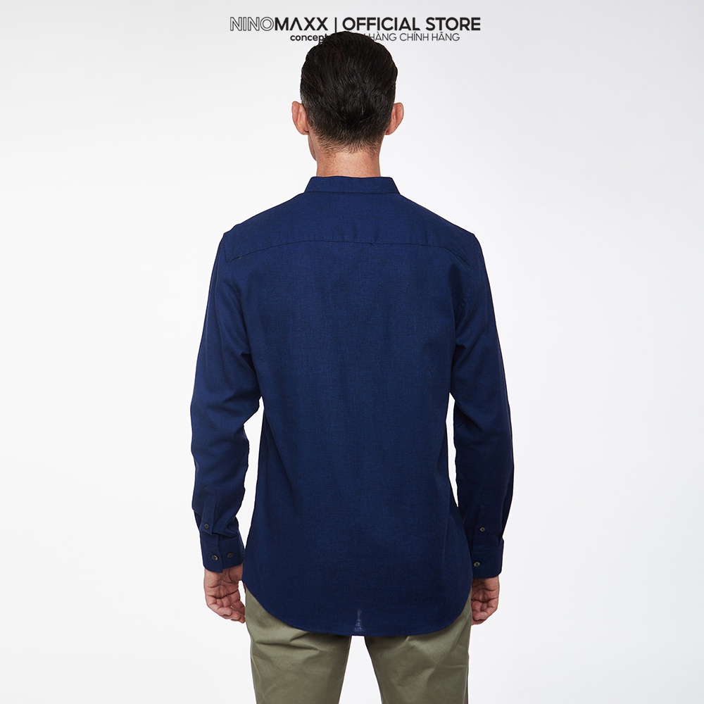 N&amp;M Áo sơ mi Nam tay dài chất liệu cotton linen 1908087
