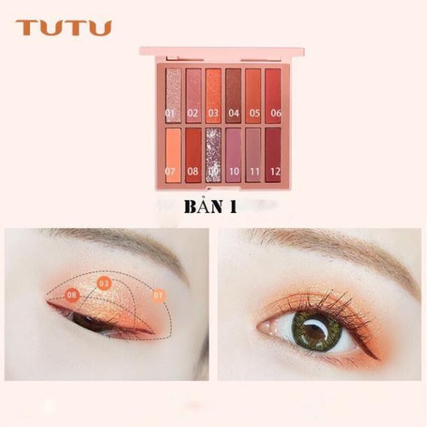 BESTSELLER- Phấn Mắt 12 Ô TuTu Sakura Flowers Eyeshadow Phiên Bản Hoa Anh Đào Chính Hãng TU TU Nội Địa Trung