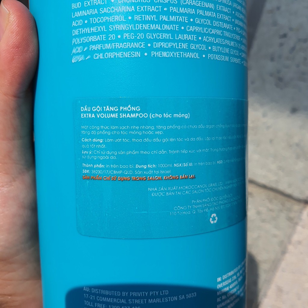 LẺ DẦU GỘI HOẶC DẦU XẢ MOROCCANOIL EXTRA VOLUME TĂNG PHỒNG 1000ML