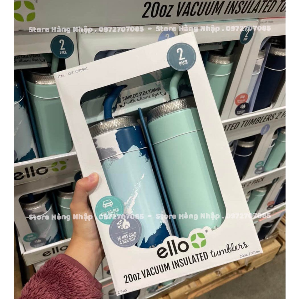 SET 2 LY GIỮ NHIỆT LY GIỮ NHIỆT NÓNG LẠNH ELLO 591ML MỸ