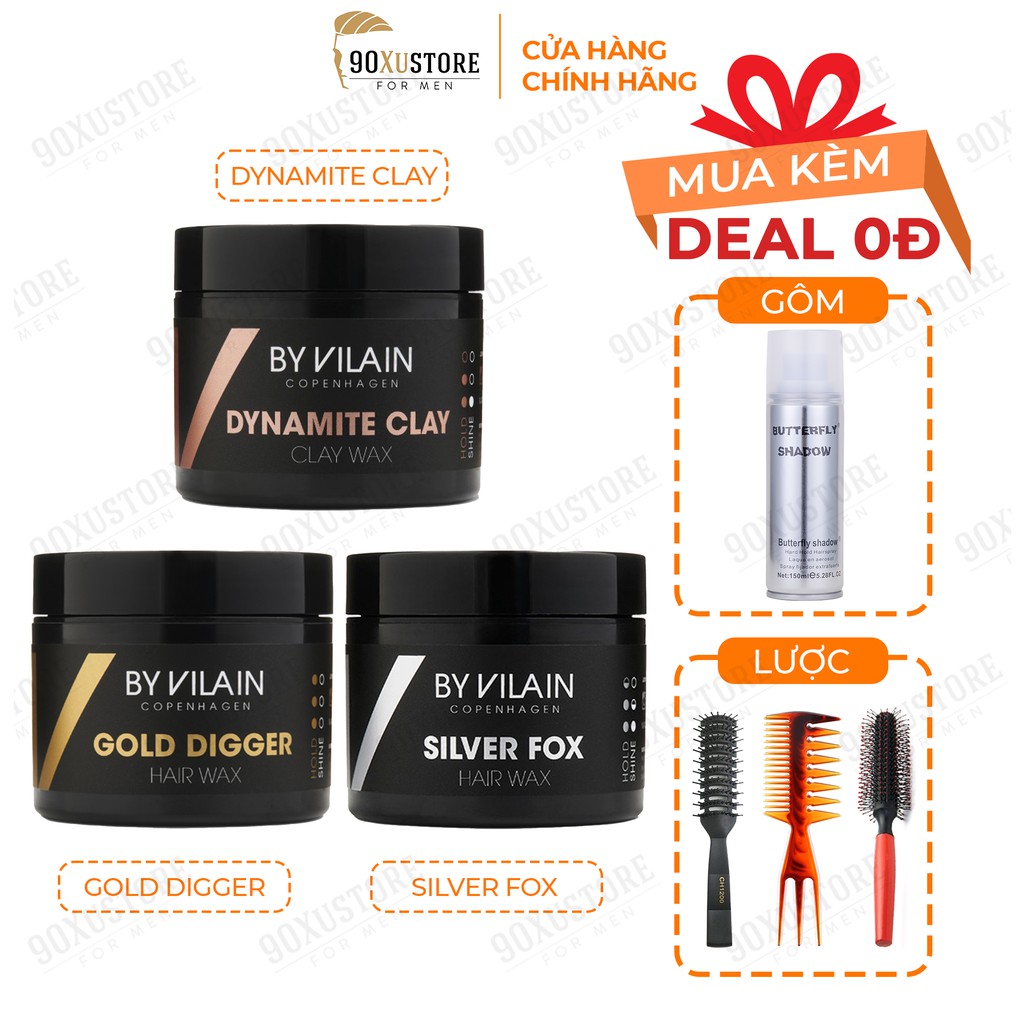 Sáp vuốt tóc nam By Vilain Gold Digger , Silver Fox , Dynamite Clay , Sidekick Zero , giữ nếp tóc , tạo kiểu tóc