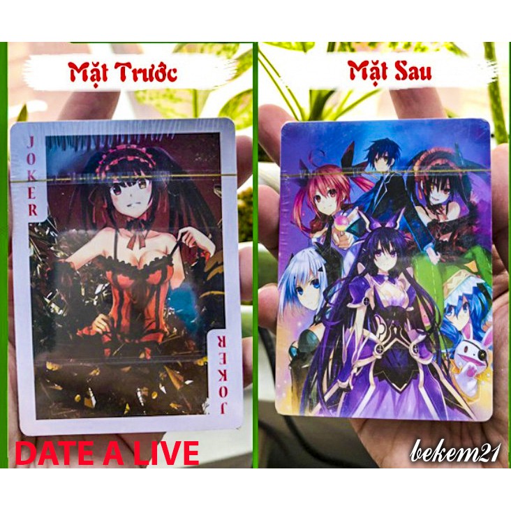 Bài tây anime Date A Live KURUMI Bộ Bài In Hình Nhân Vật Yoshino / Kurmi / Tohka manga 54 lá dễ thương độc đáo