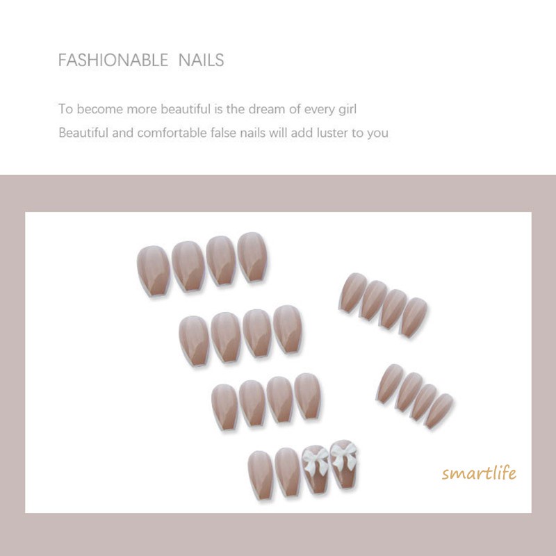 Set 24 Móng Tay Giả Họa Tiết Bướm Thời Trang Cho Nữ