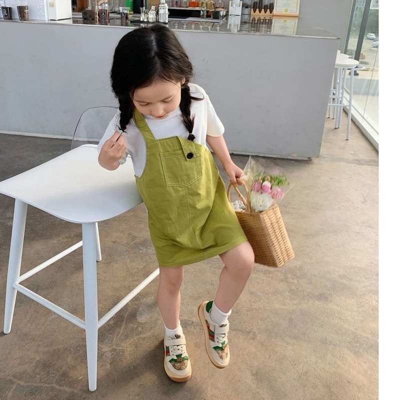 Đầm Ngắn Tay Phối Dây Xinh Xắn Thời Trang Mùa Hè Cho Bé Gái