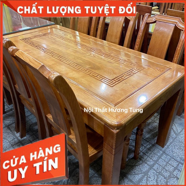 Bàn Ăn Gỗ Sồi - Mẫu Giả Gỗ Hương - Nội Thất Hương Tùng - Cam Kết Giao Đúng Sản Phẩm.