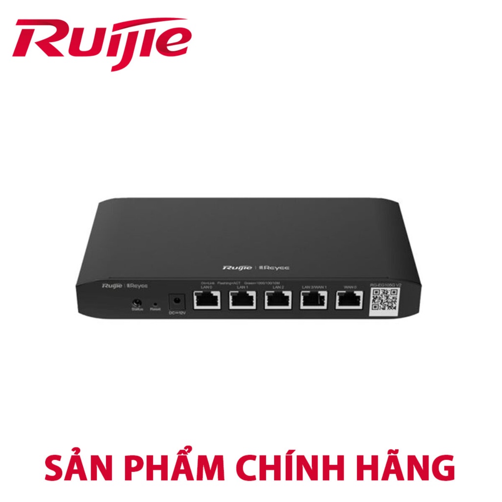 Thiết bị cân bằng tải thông minh 100 user, Ruijie RG-EG105G V2, 4 cổng Lan, 1 WAN, 600Mbps, quản lý qua app (chính hãng)