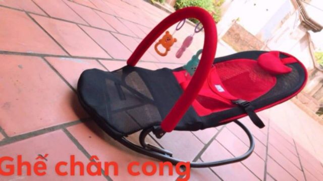 Ghế rung nhún cao cấp chân chữ A / chân cong tặng kèm kệ đồ chơi + gối cho bé