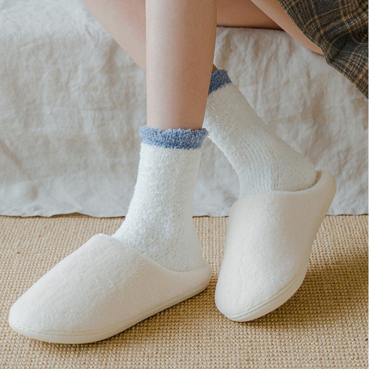 Tất cổ cao Vivuno tất bông nữ lông cừu cổ bèo phong cách Vintage TN131