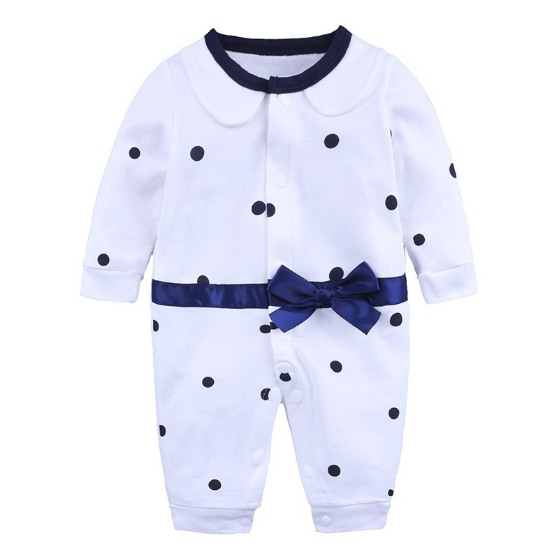 Áo cotton liền quần dài tay họa tiết xinh xắn cho bé